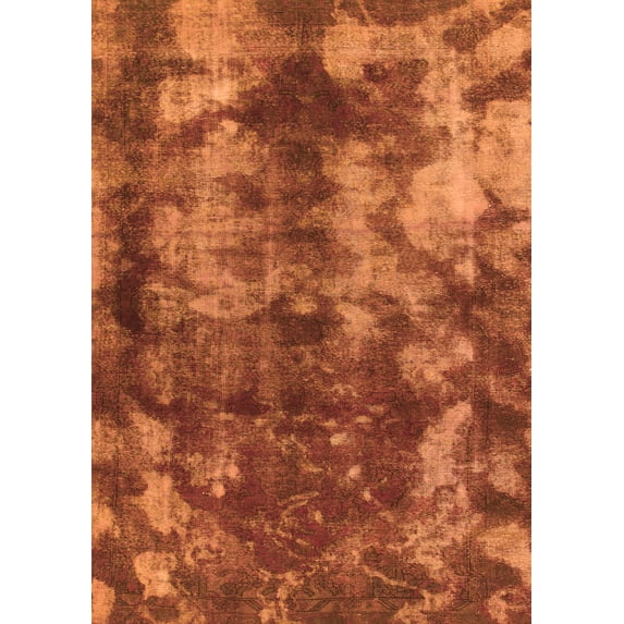 Ahgly Company Indoor Rectangle Abstract Orange Modern Area Rugs, 7' x 10'