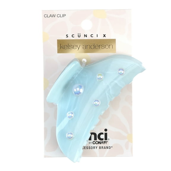Scunci x Kelsey Anderson Faux Pearl Claw Clip, White, 1 count