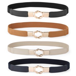 JASGOOD Women's Skinny Belt Set of 4