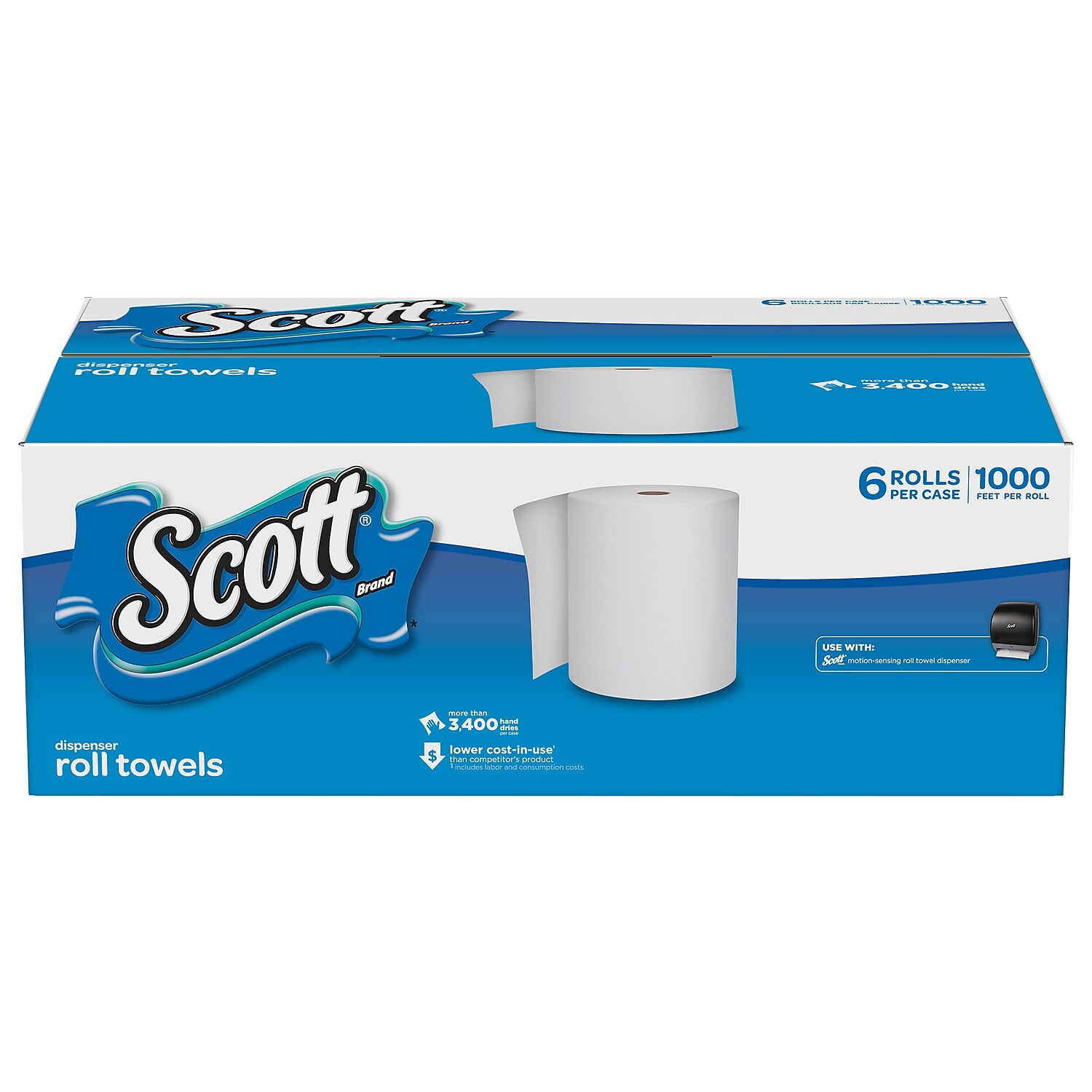 Hard Roll Towels, 1.75" Core, 8 X 1000ft, White, 6/carton