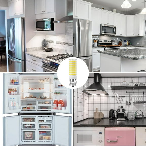 OPVM-LED Microwave Light Bulbs Under Hood 60W Equivalent, E17 LED Bulb Dimmable for Range Hood, Refrigerator, 7W 630 Lumens, LED Appliance Light Bulb Over Stove, Natural White 4000K, 2 Pack