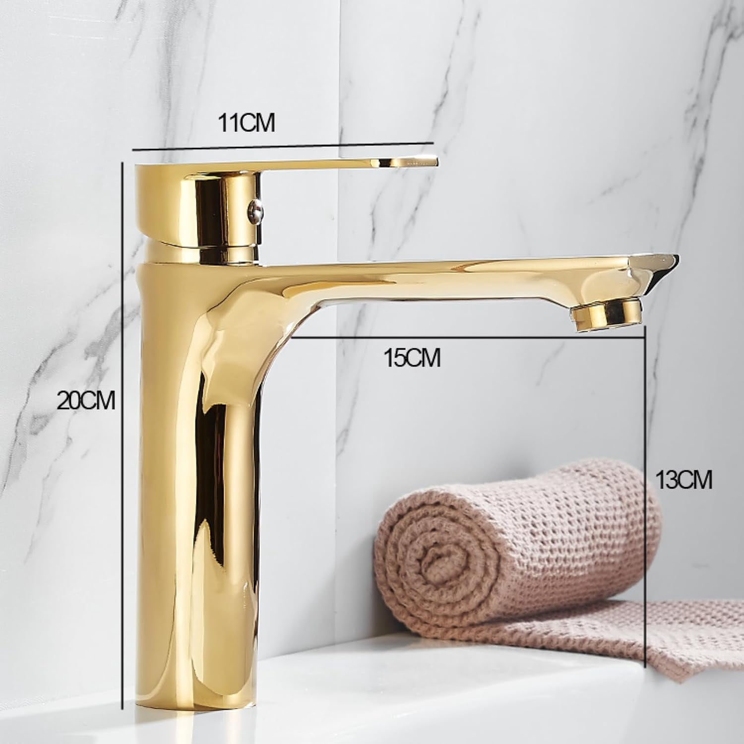 Sink Faucet for Bathroom Gold Brass Single Handle Bathroom Sink Faucet Bathroom Faucets for Sink 1 Hole Hot Cold Water Sink Faucet, A