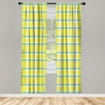 thumbnail image 2 of Ambesonne Yellow Plaid Curtains, Abstract Print Tartan, Pair of 28"x63", Avocado Green and Pale Blue, 2 of 4
