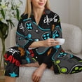 thumbnail image 4 of Goofa Play Game3 Printed Women’s 2 Piece Pajama Set Super,Pajamas Women's Long Sleeve Sleepwear Soft Button Down Loungewear Pjs Lounge Set Nightwear-XX-Large, 4 of 9