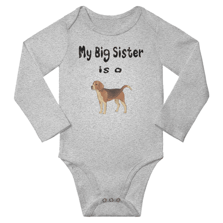 

My Big Sister is a Harrier Dog Funny Baby Long Sleeve Bodysuit Boy Girl (Gray 18-24M)