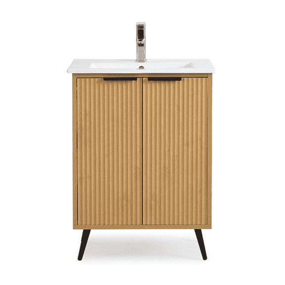 Tennant Brand 24" Light Wood Bathroom Vanity with Integrated Sink Top