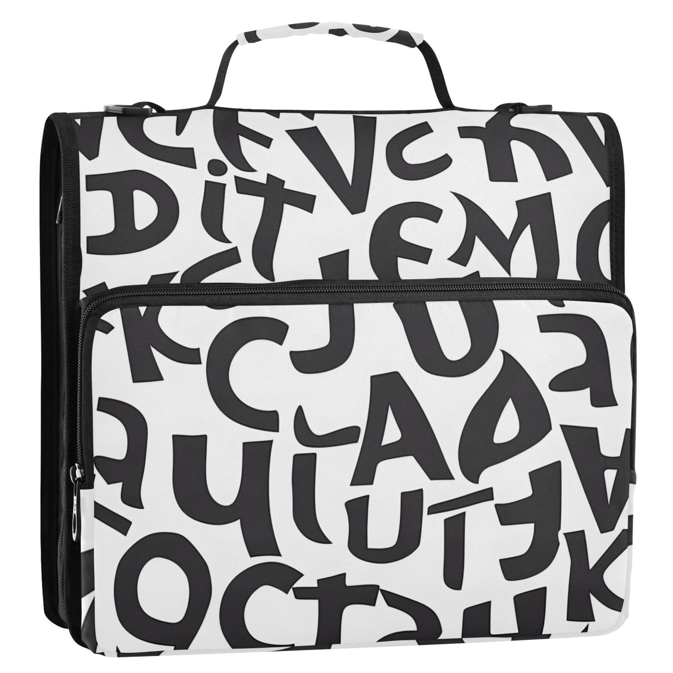 ALAZA Zipper Binder Cute Alphabets 3 Ring Trapper Keeper File Folder Organizer Bag