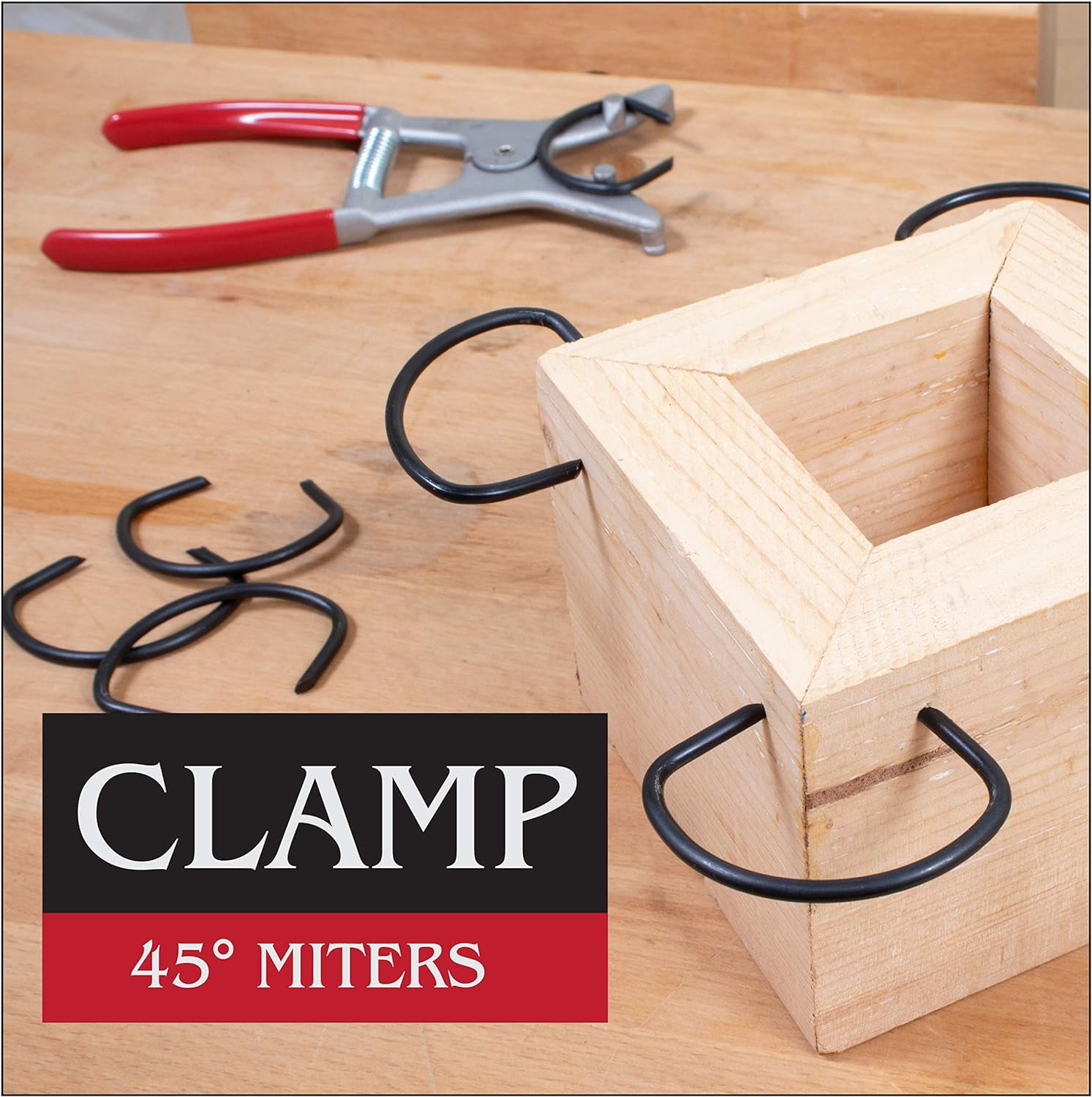 Spring Miter Clamp 25 Piece Set with 24 Assorted Size Spring Clamps and 1 Easy to Load Spring Tensioned Pliers for Woodworking Frames, Moulding & 45 Degree Corner Clamping