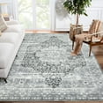 thumbnail image 6 of GlowSol 5' x 7' Area Rug Machine Washable Vintage Floral Rugs for Living Room Bedroom Soft Distressed Carpet, Gray, 6 of 7