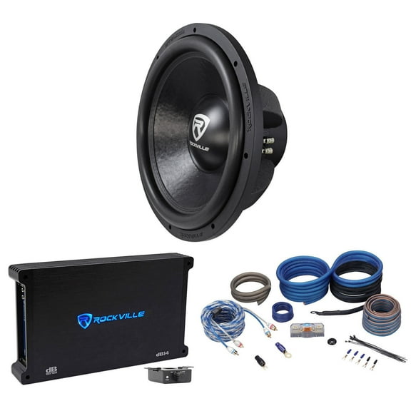Rockville W15K6D4 V2 15" 4000w Car Audio Subwoofer Sub Mono Amplifier Amp Kit