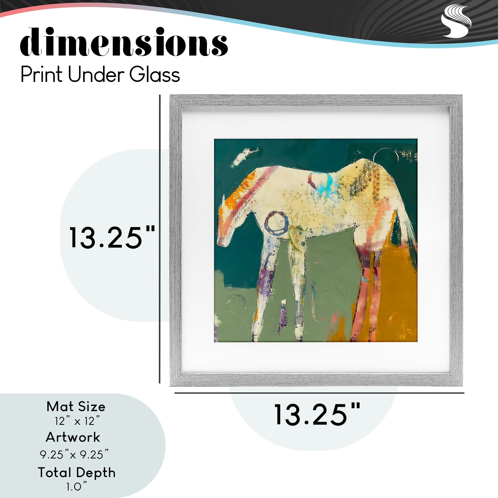 Into The Mystic Horse Gray Framed Print Under Glass, design by Dianna Fritzler