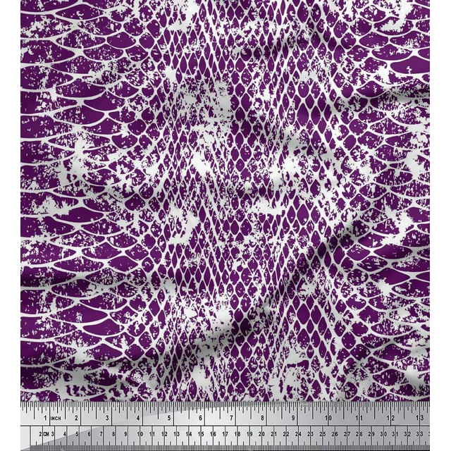 Soimoi Cotton Duck Fabric Snake Animal Skin Print Sewing Fabric Yard 42 Inch Wide