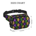 thumbnail image 2 of Lafuoo Mardi Gras Shiny Green Purple Pattern Square Double Layer Waist Bag, Adjustable Buckle Bag Accessories for Men and Women-One Size, 2 of 7