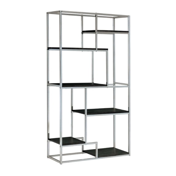 Furniture of America Jan Contemporary Metal 6-Shelf Bookcase in Chrome