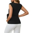 thumbnail image 3 of INSPIRE CHIC Women Maternity Tie Waist Blouse Cap Sleeve Summer 2025 T-Shirt Office Work Small Black, 3 of 6