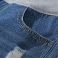thumbnail image 5 of DeHolifer Maternity Denim Shorts Women's Summer High Waist Hollow Out Distressed Cuffed Hem Casual Denim Jeans Short Blue 2XL, 5 of 5