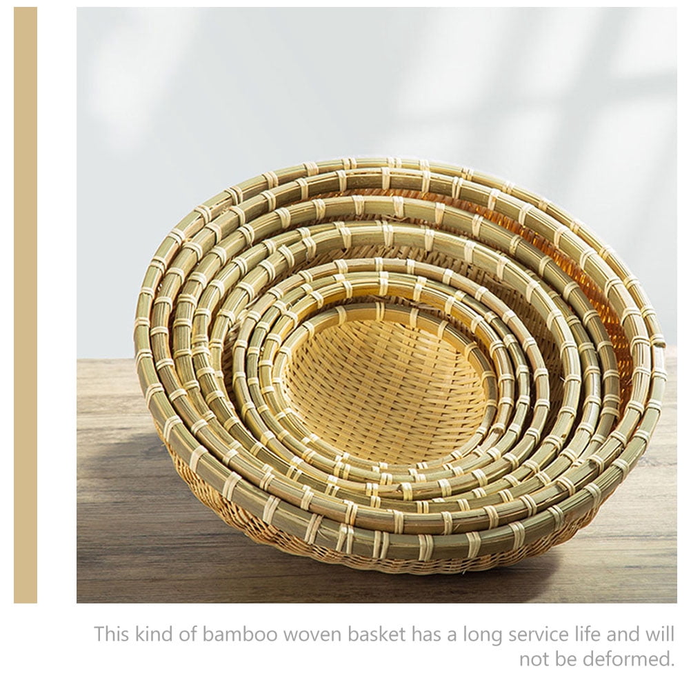 3pcs Fruit Storage Baskets Elegant Kitchen Bamboo Woven Food and Snack Baskets