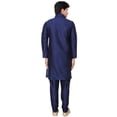 thumbnail image 3 of Maple Clothing Men's Art Silk Kurta Pajama Set Indian Wedding Clothes (Blue, L), 3 of 5