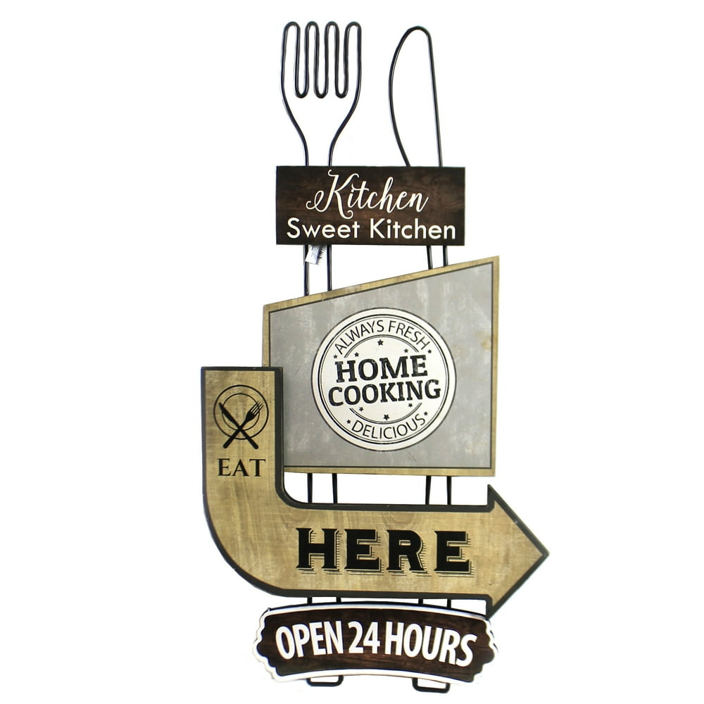 Home Decor KITCHEN SWEET KITCHEN PLAQUE Wood Home Cooking 24 Hours