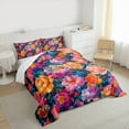 thumbnail image 3 of Manfei Watercolor Peony Flower Bedding Comforter Set 2pcs, Colorful Floral Twin Comforter Sets, Oil Painting Blossoms Bedding Set, Lightweight Room Decor, 3 of 8