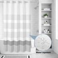 thumbnail image 2 of No Hook Shower Curtain, Grey Stripe Shower Curtains for Bathroom with See Through Top Window, Modern Abstract Monochrome Geometric Waterproof & Washable Bath Curtain Narrow 54"x78", 2 of 9
