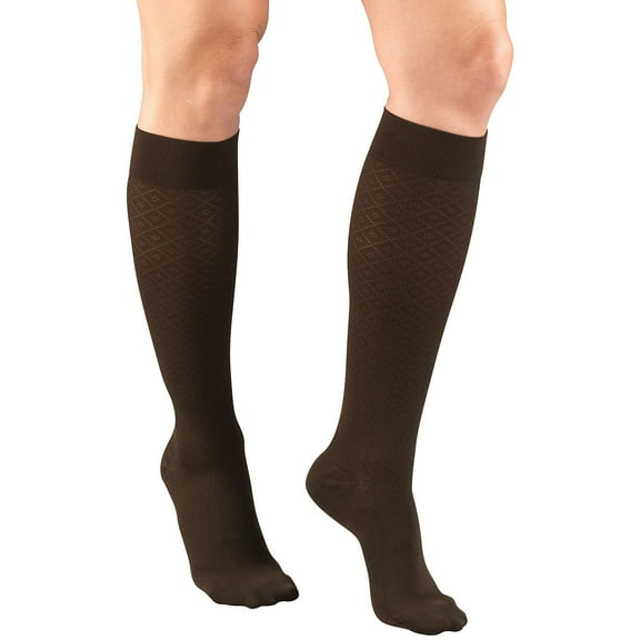 Sunmark Knee High Women's Casual Compression Socks 10-20 mmHg Brown X-Large