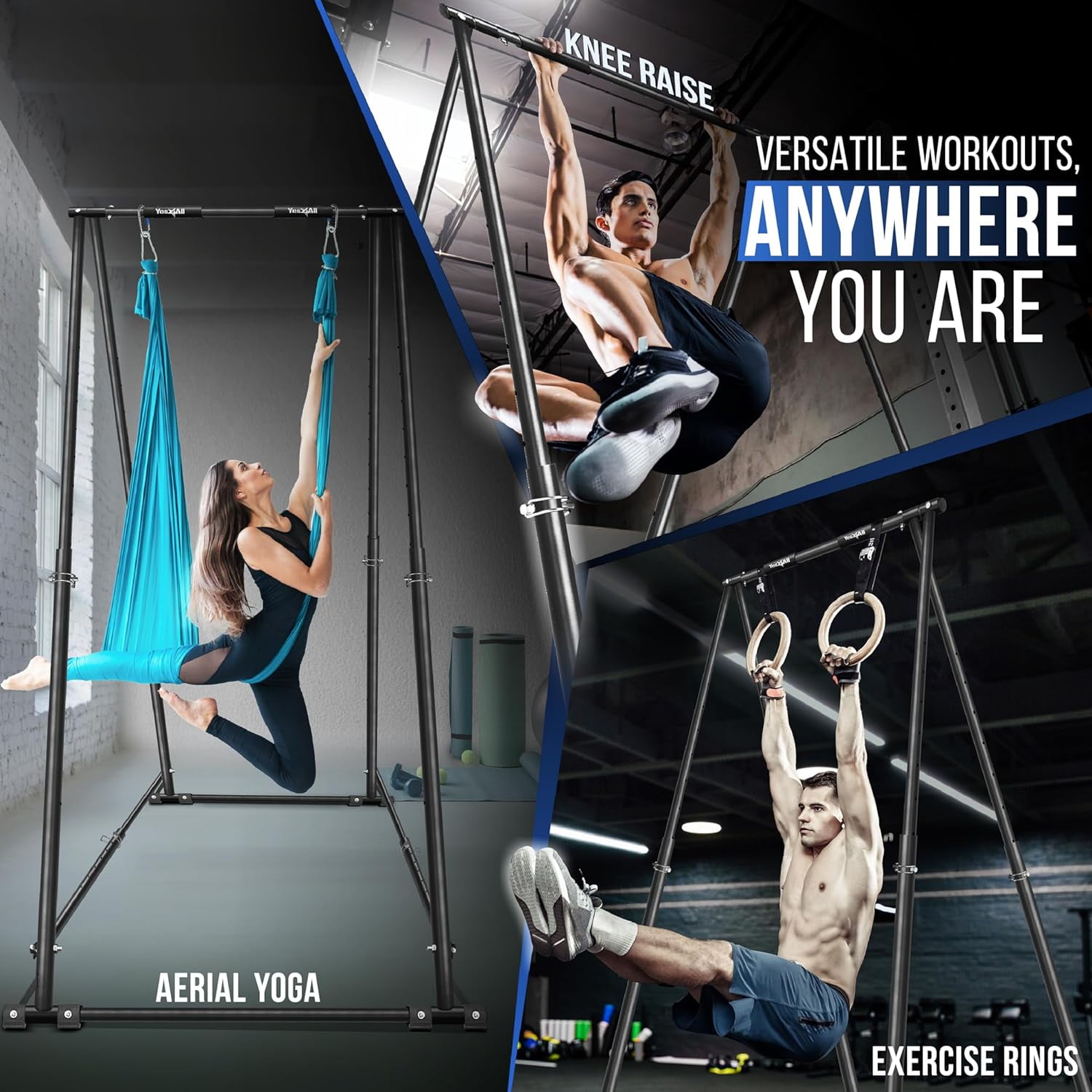Yes4All 126 Levels Adjustable Free Standing Pull Up & Chin Up Bar Non Slip Rubber Feet