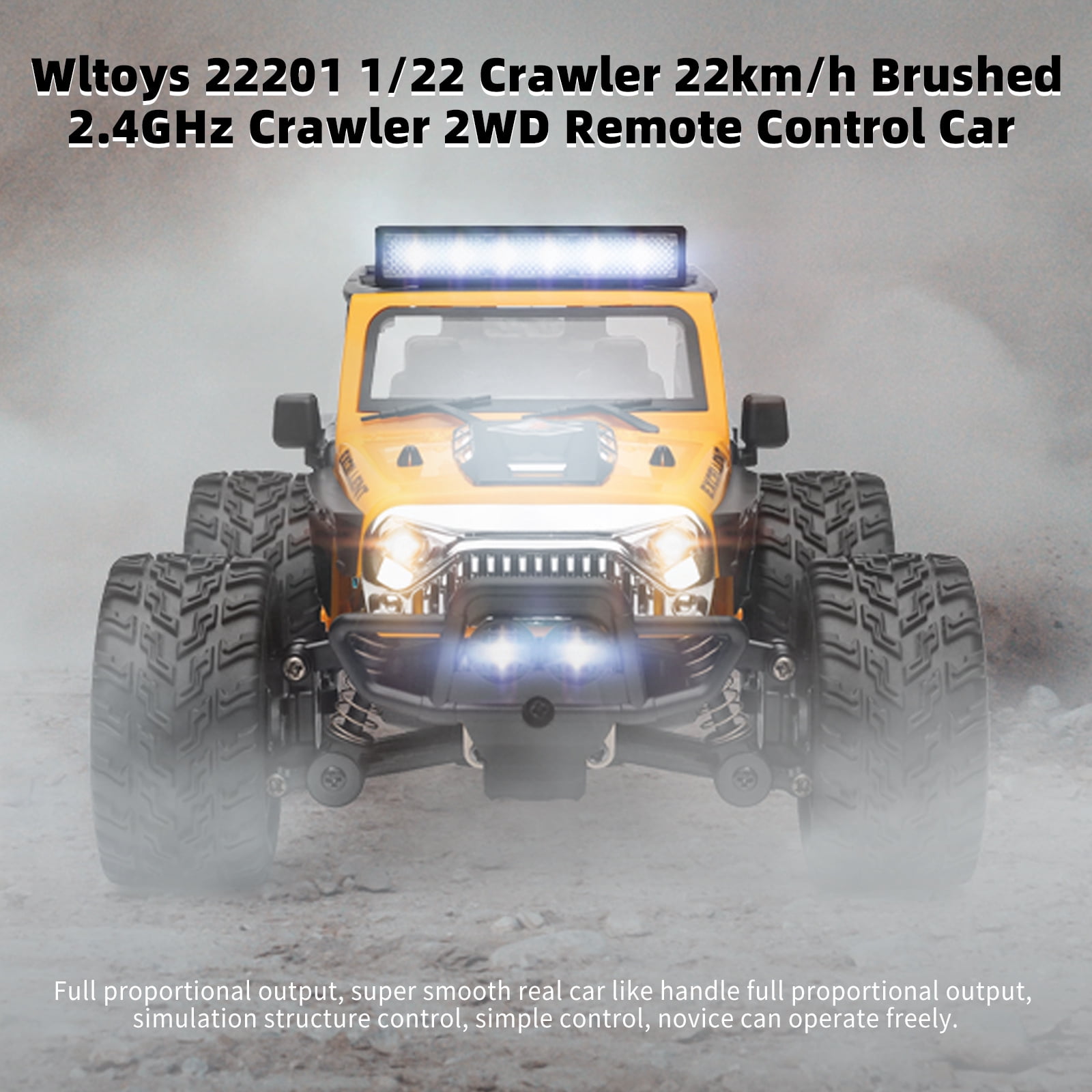 Bruce&Shark WLtoys 22201 RC Car, 1:22 Scale 2.4GHz Remote Control Car, 2WD Off Road RC Truck with LED Light for Kids and Adults