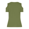 thumbnail image 7 of Dazajoo Cold Shoulder Short Sleeve Shirts for Women Casual Solid Color V Neck Summer Tops 2024 Womens Casual Loose Fiit O Ring Strap Tunic Blouses,Army Green,M, 7 of 7