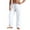 White, variant on Men Sweatpants Linen Casual Pants Relaxed Fit Spring Fall Breathable Retro Streetwear Trousers Patch Waist Black L