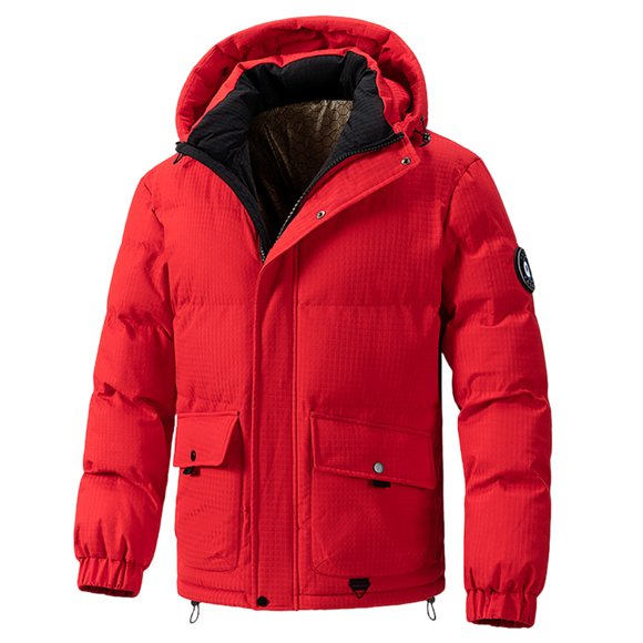 Miluxas Mens Puffer Jacket Winter Warm Lightweight Puffy Coats Waterproof Long Sleeve Zip Up Quilted Parka Jackets Red 12(XL)