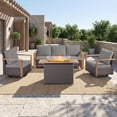 thumbnail image 2 of POCASSY Patio Furniture Set with Fire Pit, 4-Piece Wicker Outdoor Conversation Set with Swivel Glider Patio Chairs and 43" Propane Firepit Table, Luxury Outdoor Patio Fire Pit Set for Porch, Deck, 2 of 13
