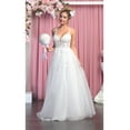 thumbnail image 1 of Deep V-neckline Ivory Wedding Dress, 1 of 4