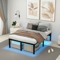 thumbnail image 6 of King Size Bed Frame King Platform Bed Frame with LED Lights 14 Inch Tall King Mattress Base King Platform Bed Frame with Charging Station, 6 of 10