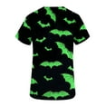 thumbnail image 4 of Shldybc Halloween Women's Printed Scrub Tops Working Uniform Short Sleeve V Neck Pumpkin Spiders Ghost Holiday Print Tunic Scrubs Workwear Blouse Scrubs Tops with Pockets-Green, 4 of 5