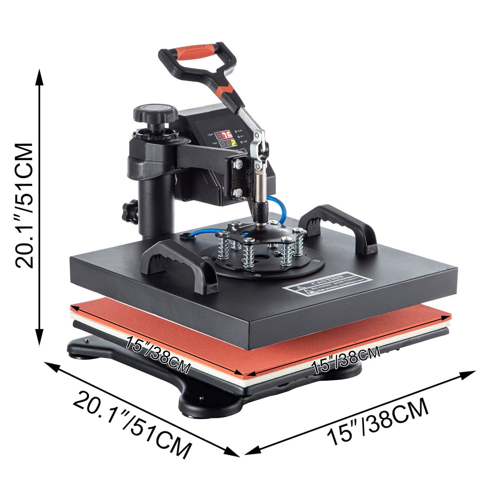 SKYSHALO 5 in 1 Heat Press, 15x15 Inch Multifunctional Clamshell Printer, Digital Panel Heat Press Transfer Machine, 360° Swing Away Sublimation Machine for T-shirt Hat Cap Mug Plate Bag