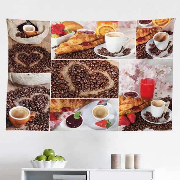 Colorful Tapestry, Collage of Tasty Macaroons Delicious French Desert Napkins Dots Kitchen Theme, Fabric Wall Hanging Decor for Bedroom Living Room Dorm, 2 Sizes, Multicolor, by Ambesonne