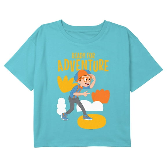 Girl's Blippi Ready for Adventure Graphic Cropped T-Shirt Blue Small