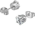 thumbnail image 4 of 1 Pair 5mm Zircon 925 Sterling Silver Moissanite Hexagonal Prong Stud Earrings for Women, 4 of 6