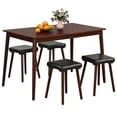 thumbnail image 1 of Gymax 5PCS Dining Table Set for 4 w/ 4 Upholstered Stools Rubber Wood Legs for Kitchen, 1 of 10