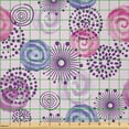 thumbnail image 2 of Ambesonne Purple Fabric by the Yard Microfiber, Watercolor Flower Art, 1 Yard, Blue Pink, 2 of 4