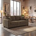 thumbnail image 3 of 69" 2 Seater Loveseat Sofa, Chenille Comfy Upholstered Small Couch with 2 Throw Pillows for Living Room, Apartment, Office (Coffee), 3 of 9