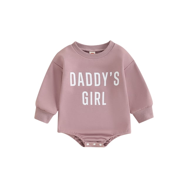 Faithtur Barboteuse à Col Rond pour Bébés Filles Automne Manches Longues Imprimé Lettre Chandail en Molleton Décontracté