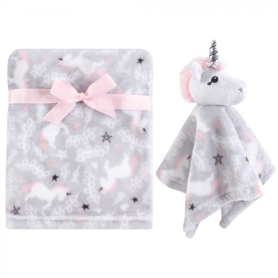 Whimsical Unicorn Hudson Baby Girl Plush Blanket with Hood 