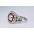 thumbnail image 3 of Dreamofdazzles Jewels 3.00 Ctw Cushion Cut Ruby & White Diamond Wedding Anniversary Band Ring 14K White Gold Plated 925 Sterling Silver 925 Sterling Silver -4, 3 of 5