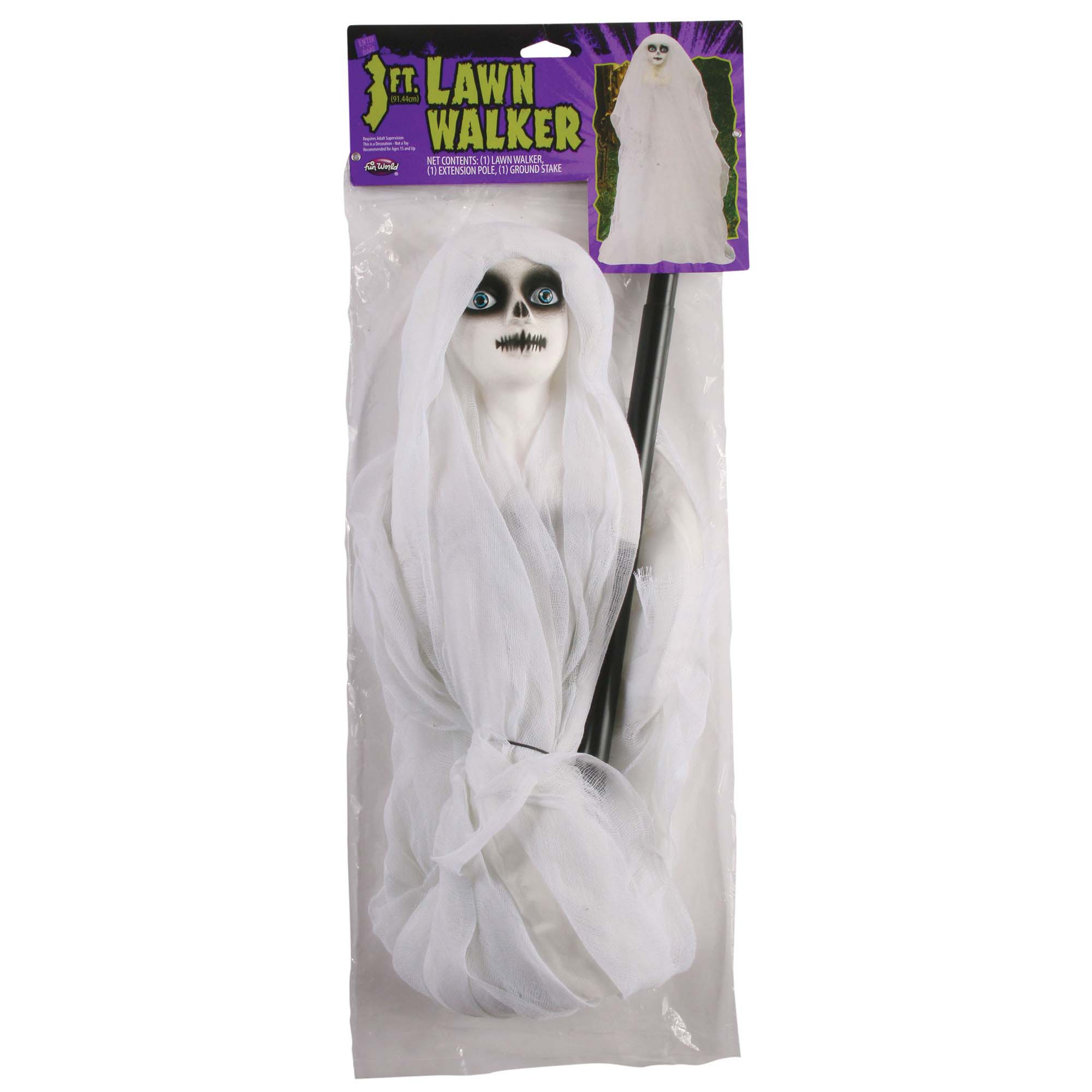 Fun World Creepy Ghostly Girl Lawn Walker 3 ft. Outdoor Decor, White - image 2 of 2