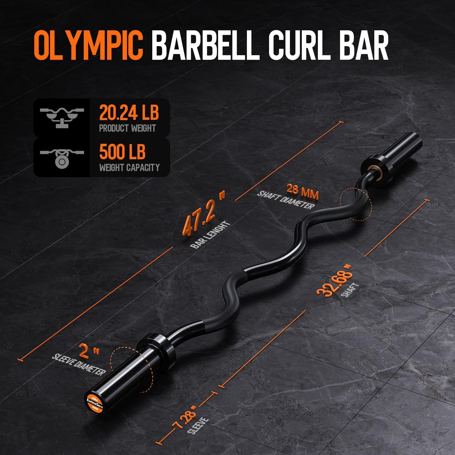 Olympic EZ Curl Barbell Bar, 47" EZ Curl Bar for Weight Lifting, Biceps, triceps, Back/Leg Muscle Group exercise,Chrome Curling Bar for 2 Inch Weight Plates,with 2 Spring Collars
