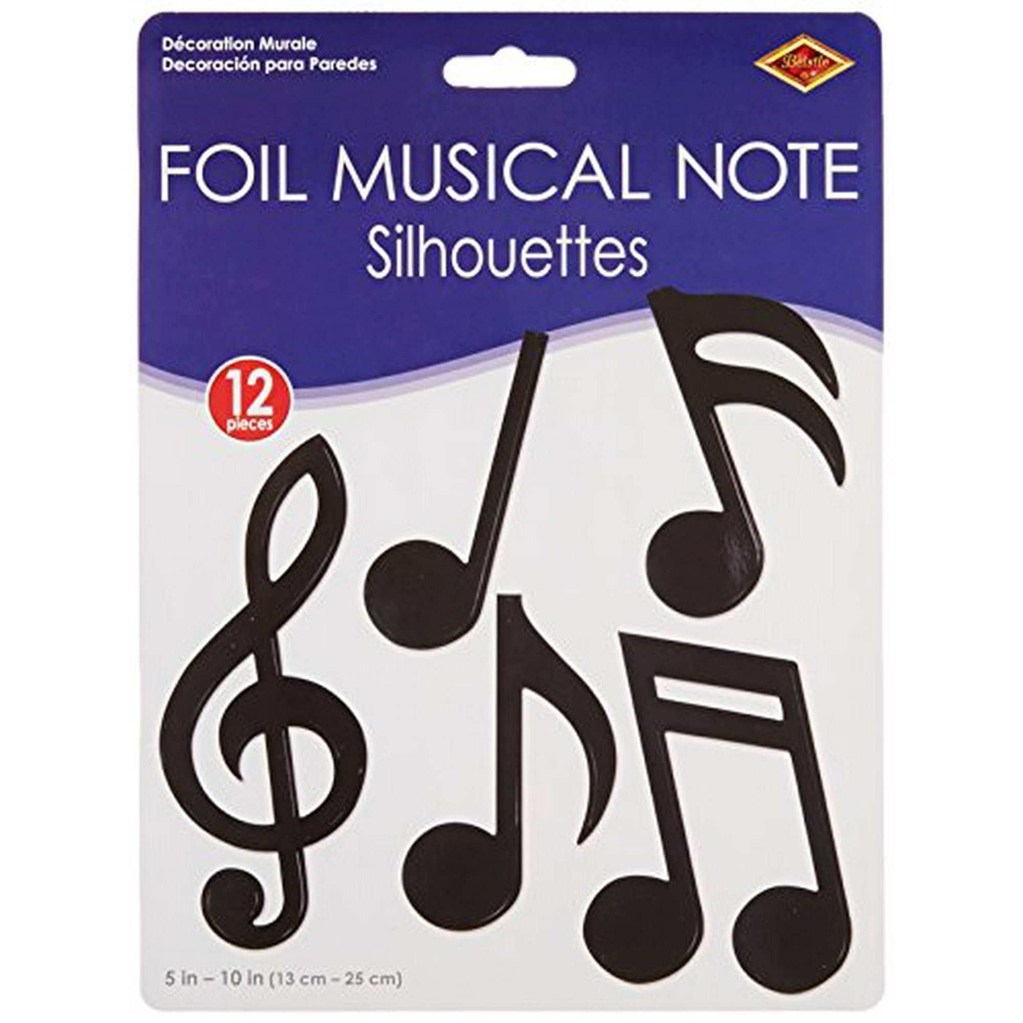Beistle 55881 12 Pack Foil Musical Note Silhouettes Party