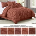 thumbnail image 4 of 7-Piece Pinch Pleat Pintuck Bedding Comforter Set for Bedroom, Home, Apartment, California King, Red, 4 of 5