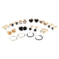 thumbnail image 2 of Claire's Tween Black and Gold Earring Set, Roses and Hearts, with Hoops, 24 Pieces, 2 of 6